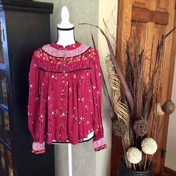 Free People Paloma Printed Blouse Sz XS - Picture 3 of 11